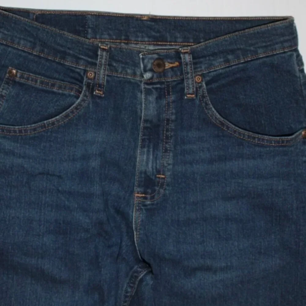 Blue Wrangler Jeans 29 x 30 Cotton Blend Straight Leg Denim Pants Relaxed Fit